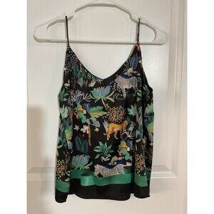 Wantschun Women's Cheetah Zebra Jungle Print Spaghetti Strap Tank Top US Small S